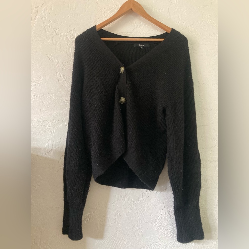 quince black alpaca cropped cardigan - size medium